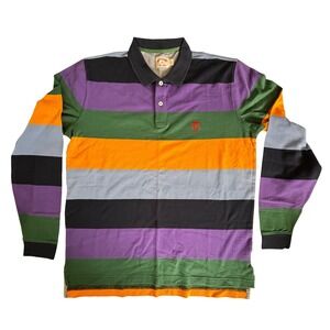 Brooks Brothers Mens Long Sleeve Polo Shirt XL Stripe Cotton Rugby Style